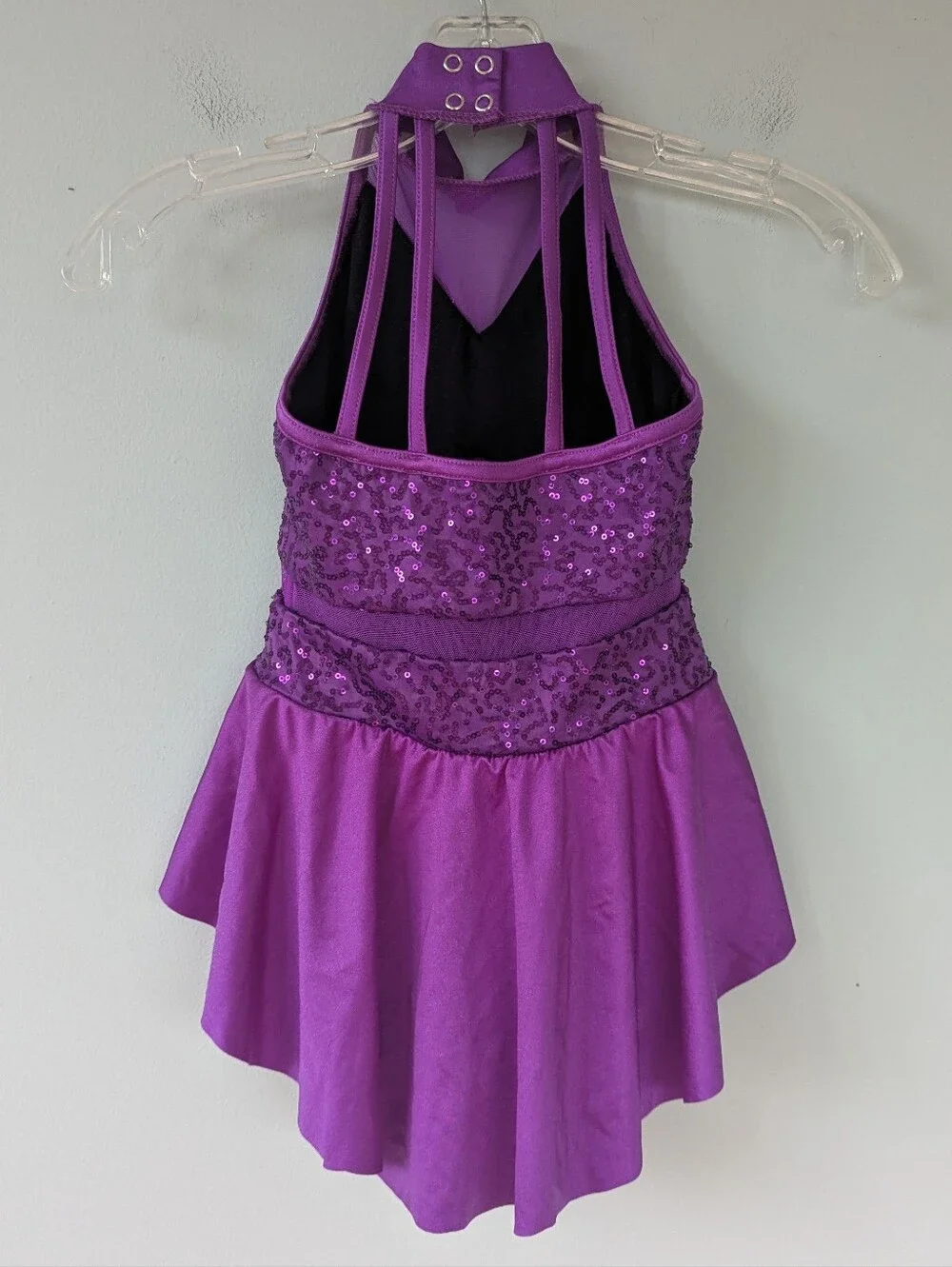 Weissman Girls Purple Sequin & Mesh Biketard Leotard Dance Costume